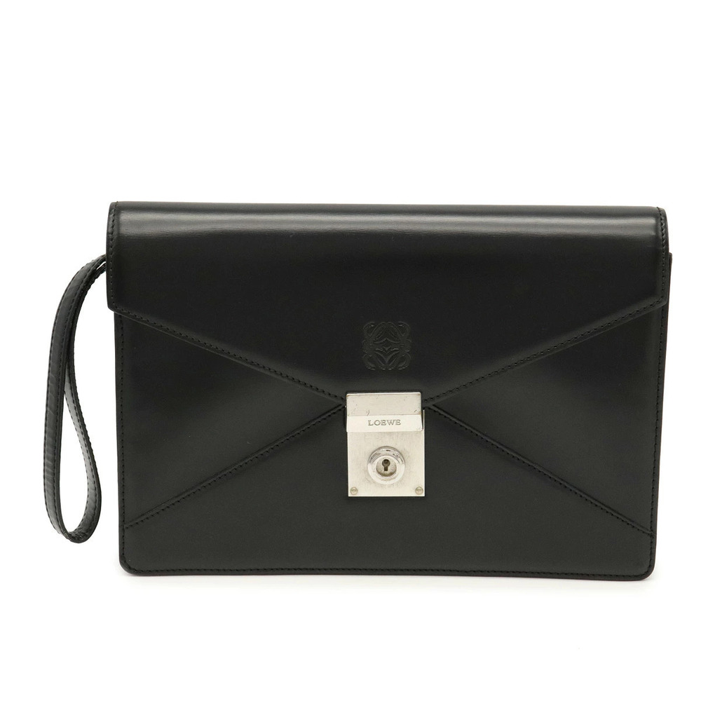 Loewe Anagram Shoulder Bag Handbag Leather Black